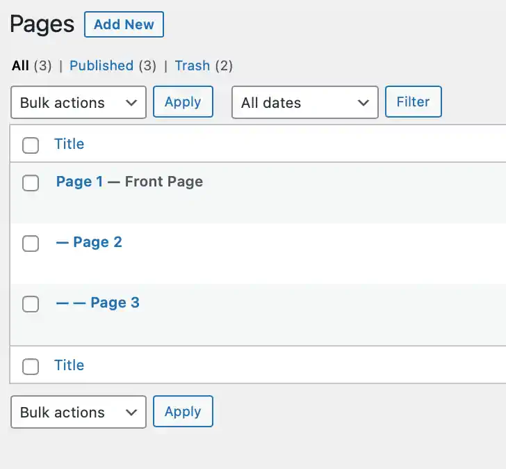 Nested pages